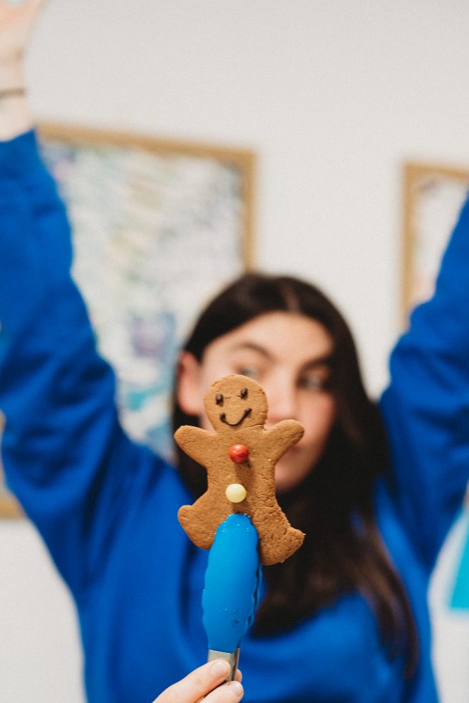 gingerbread man being served at the coffee shop