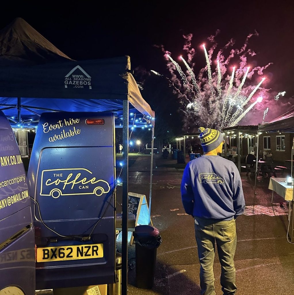 coffee can team stood watching fireworks