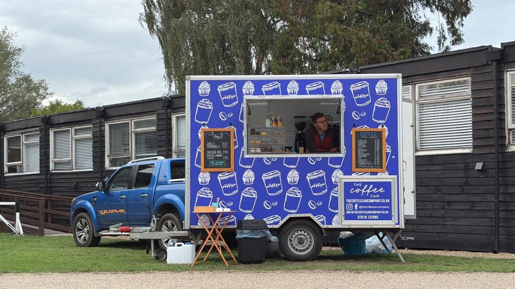 A photo of the Coffee Can trailer pitched up at Brooklands Motor Museum
